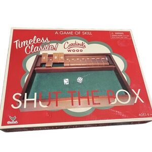 Cardinal Games Shut the Box Wooden Retro Game | Classic Family Math Dice Game